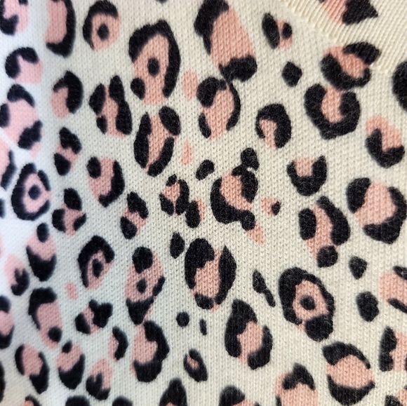 Talbots Blouse Women Animal Print Black Pink Front Button Casual Sz L - Picture 3 of 8